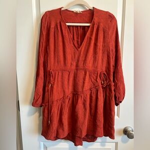 Entro Rust Red Long Sleeve Dress